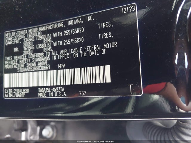 Продаж на аукціоні авто 2024 Toyota Grand Highlander Platinum, vin: 5TDAAAB52RS030661, номер лоту: 45244637