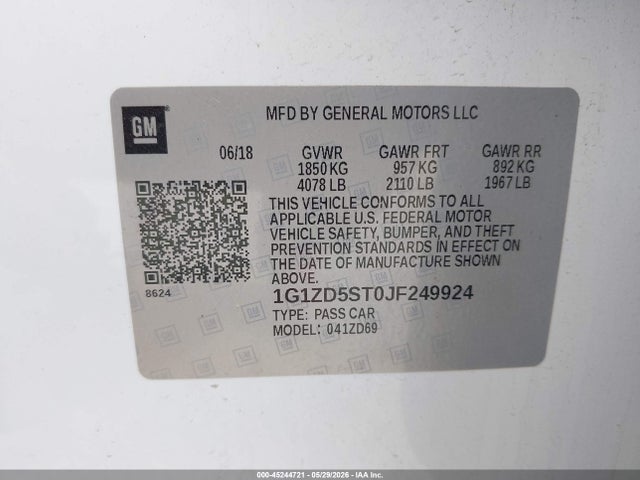 Chevrolet MALIBU LT 2018 1G1ZD5ST0JF249924 Image 9