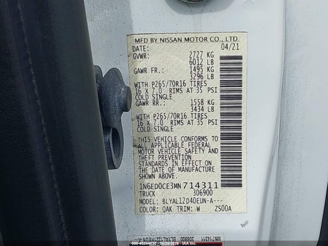 Продаж на аукціоні авто 2021 Nissan Frontier King Cab S 4x2, vin: 1N6ED0CE3MN714311, номер лоту: 45244830