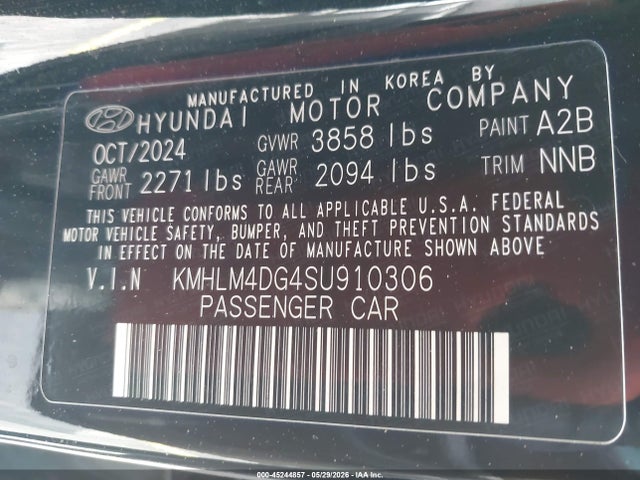 Продажа на аукционе авто 2025 Hyundai Elantra Sel Sport, vin: KMHLM4DG4SU910306, номер лота: 45244857