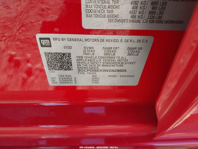 Продаж на аукціоні авто 2022 Chevrolet Silverado 1500 4wd  Short Bed Custom, vin: 3GCPDBEK0NG628605, номер лоту: 45244920