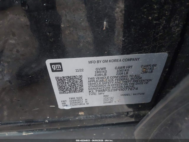 Aukcja sprzedaży 2023 Chevrolet Trailblazer Fwd Lt, vin: KL79MPS29PB077674, numer aukcji: 45244923