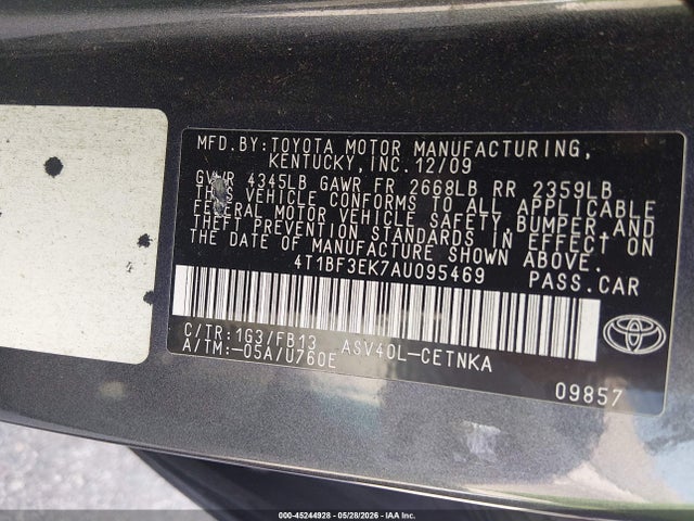 Продажа на аукционе авто 2010 Toyota Camry Le, vin: 4T1BF3EK7AU095469, номер лота: 45244928