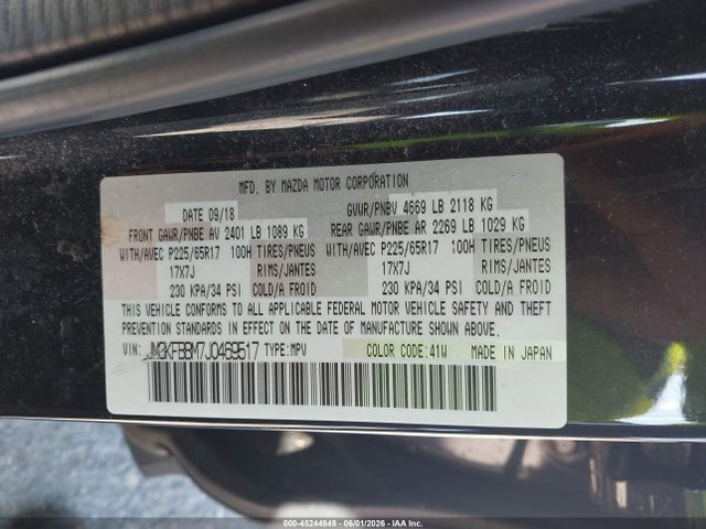 2018 Mazda Cx-5 Sport მანქანა იყიდება აუქციონზე, vin: JM3KFBBM7J0469517, აუქციონის ნომერი: 45244949