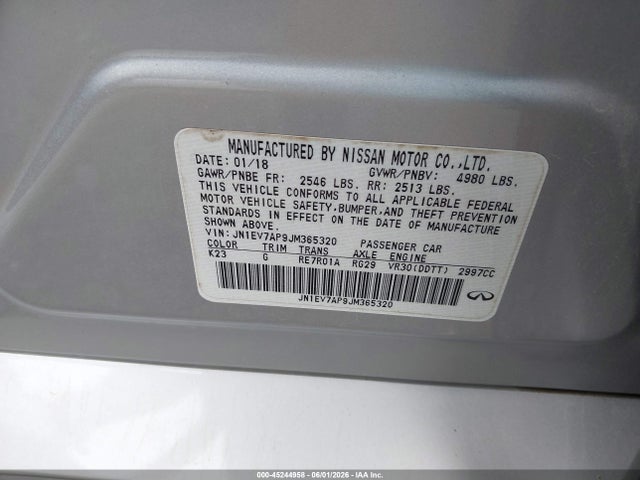 Продажа на аукционе авто 2018 Infiniti Q50 3.0t Luxe, vin: JN1EV7AP9JM365320, номер лота: 45244958