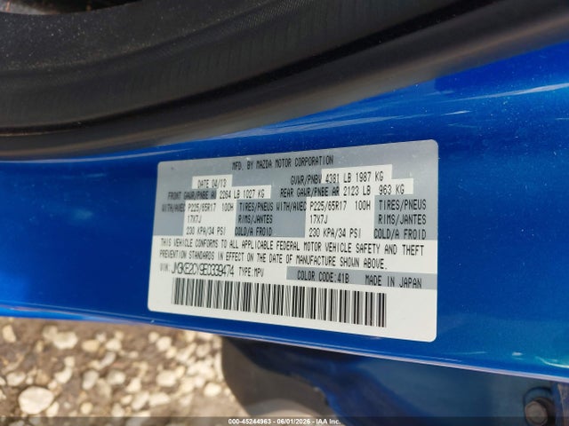 Продаж на аукціоні авто 2014 Mazda Cx-5 Touring, vin: JM3KE2CY9E0339474, номер лоту: 45244963