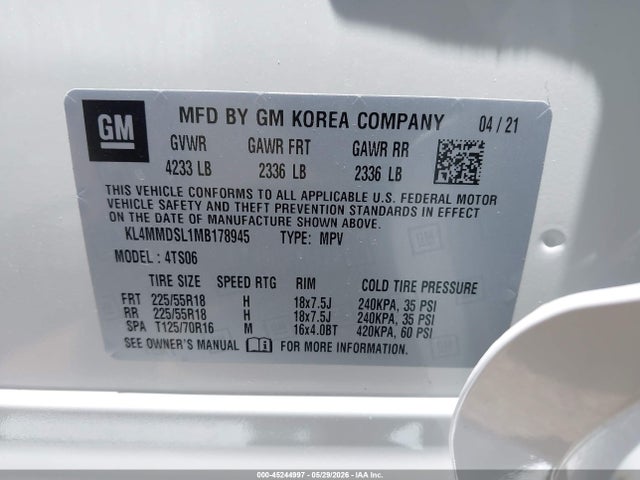 Продажа на аукционе авто 2021 Buick Encore Gx Fwd Select, vin: KL4MMDSL1MB178945, номер лота: 45244997