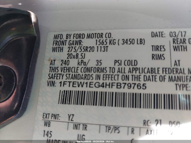 1FTEW1EG4HFB79765 Ford F-150 Xlt