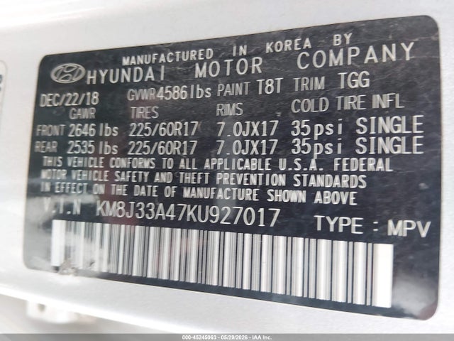 Hyundai Tucson Value 2019 KM8J33A47KU927017 Image 9