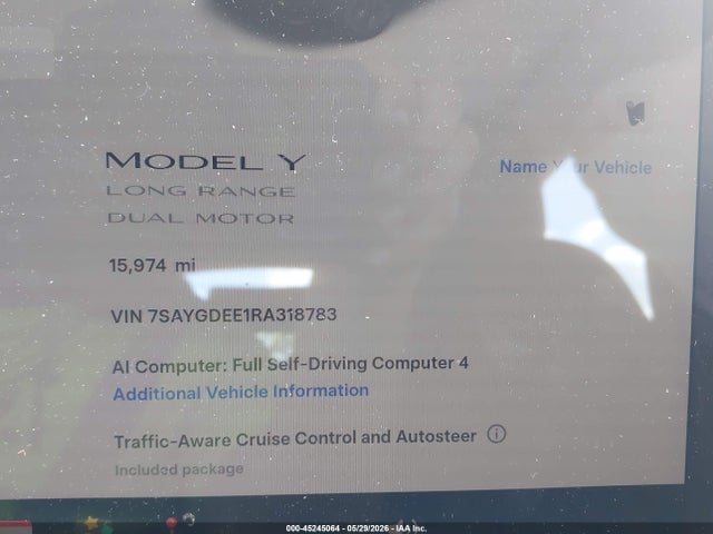 45245064 :رقم المزاد ، 7SAYGDEE1RA318783 vin ، 2024 Tesla Model Y Long Range Dual Motor All-wheel Drive مزاد بيع