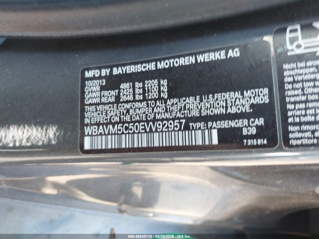 Продажа на аукционе авто 2014 Bmw X1 Xdrive35i, vin: WBAVM5C50EVV92957, номер лота: 45245110