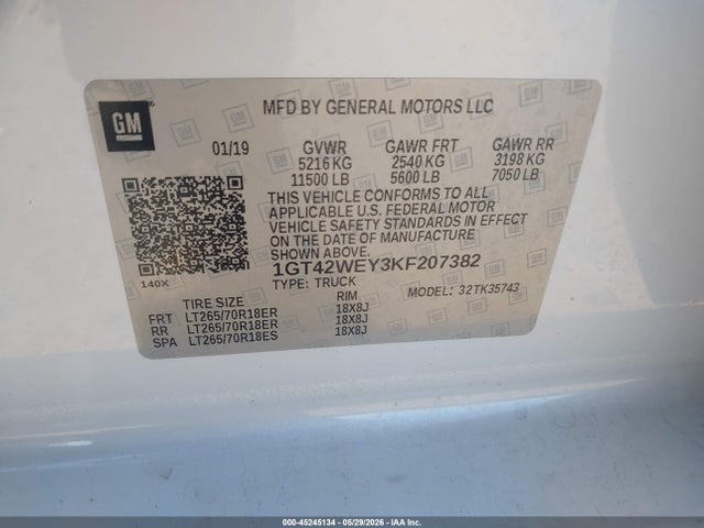 Продаж на аукціоні авто 2019 Gmc Sierra 3500hd Denali, vin: 1GT42WEY3KF207382, номер лоту: 45245134