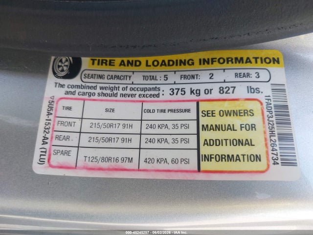 1FADP3J25HL264734 Ford Focus Titanium