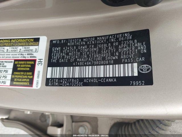 Aukcja sprzedaży 2009 Toyota Camry Le, vin: 4T4BE46K79R080818, numer aukcji: 45245276