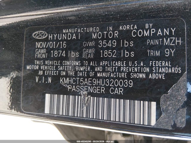 Hyundai ACCENT SE 2017 KMHCT5AE9HU320039 Image 9