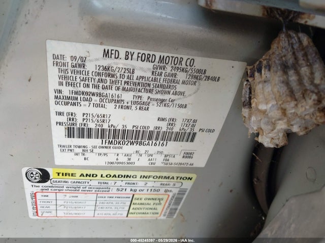 2008 Ford Taurus X Sel მანქანა იყიდება აუქციონზე, vin: 1FMDK02W98GA16161, აუქციონის ნომერი: 45245397