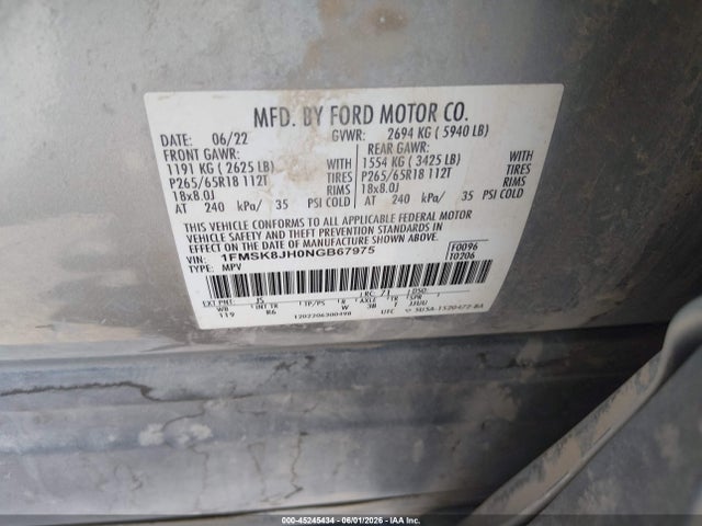 Ford Explorer Timberline 2022 1FMSK8JH0NGB67975 Image 9