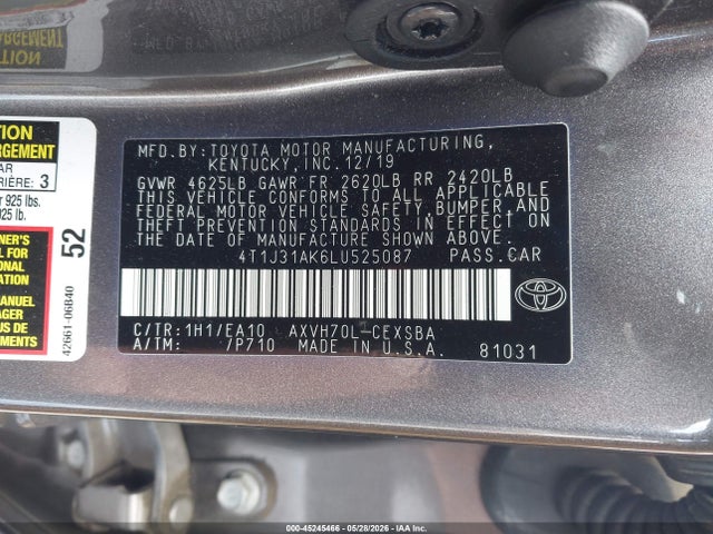4T1J31AK6LU525087 Toyota Camry Se Hybrid