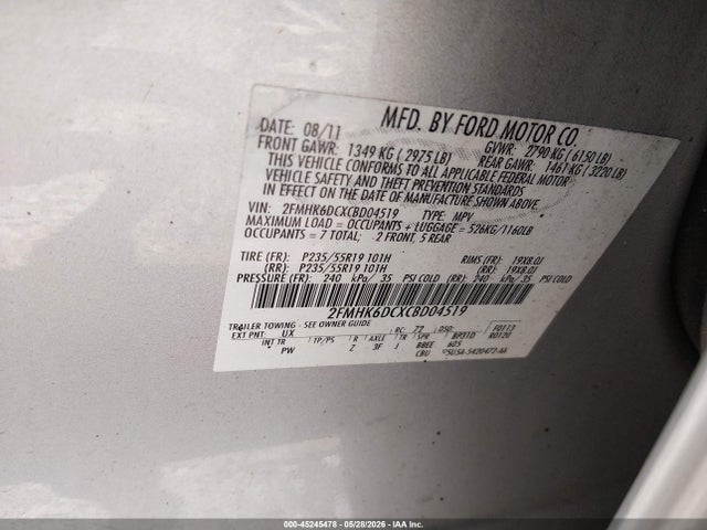 45245478 :رقم المزاد ، 2FMHK6DCXCBD04519 vin ، 2012 Ford Flex Limited مزاد بيع