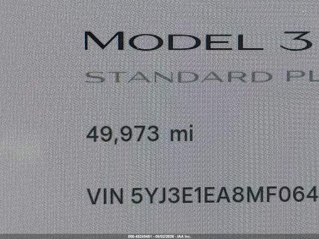 Aukcja sprzedaży 2021 Tesla Model 3 Standard Range Plus Rear-wheel Drive, vin: 5YJ3E1EA8MF064381, numer aukcji: 45245481