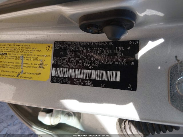 Aukcja sprzedaży 2004 Lexus Rx 330, vin: 2T2HA31U74C020465, numer aukcji: 45245504