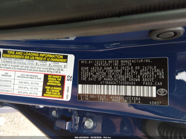 4T1DAACK7TU300404 Toyota CAMRY SE