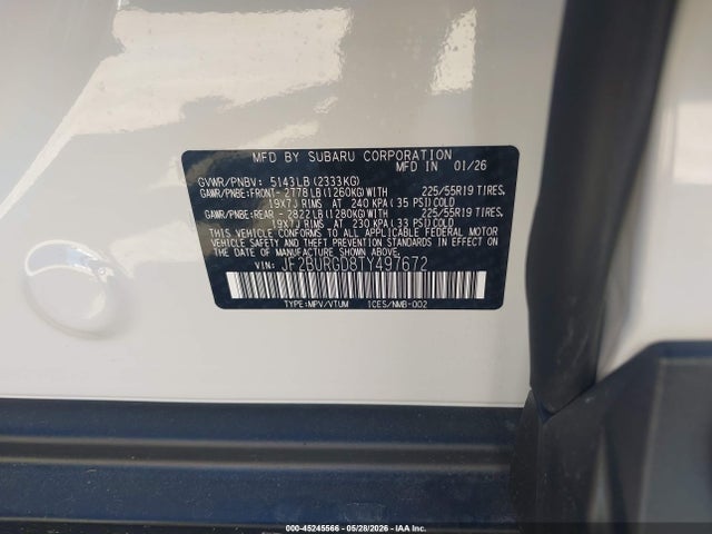Subaru Outback Limited Xt 2026 JF2BURGD8TY497672 Image 9