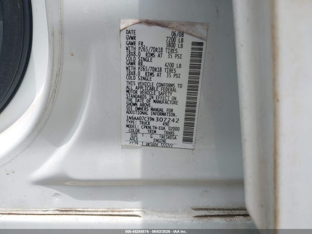 Aukcja sprzedaży 2009 Nissan Titan Se, vin: 1N6AA07C39N307242, numer aukcji: 45245576