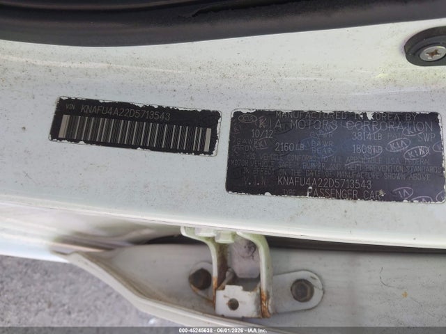 45245638 :رقم المزاد ، KNAFU4A22D5713543 vin ، 2013 Kia Forte Ex مزاد بيع