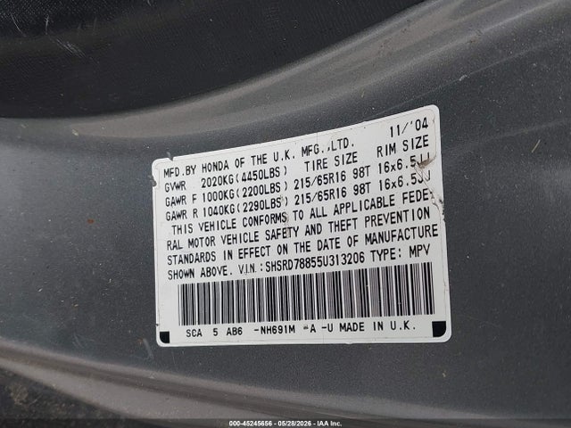 Aukcja sprzedaży 2005 Honda Cr-v Ex, vin: SHSRD78855U313206, numer aukcji: 45245656