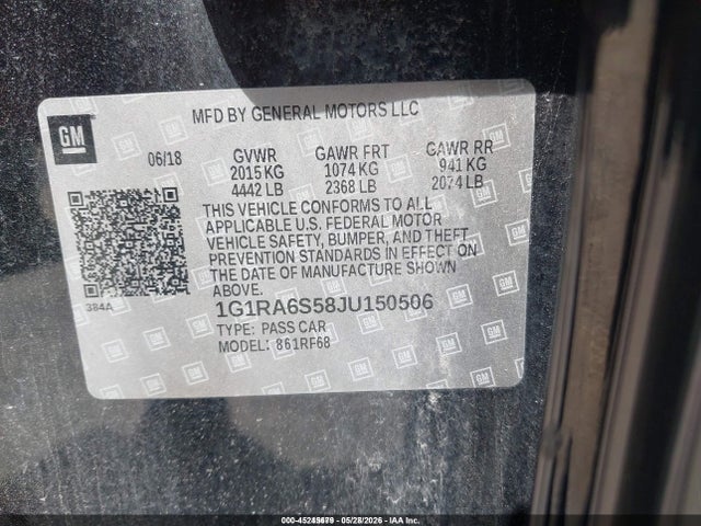 Chevrolet VOLT LT 2018 1G1RA6S58JU150506 Image 9