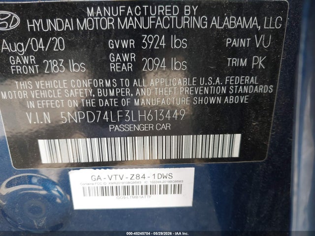 Hyundai ELANTRA SE 2020 5NPD74LF3LH613449 Image 9