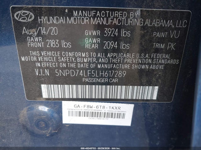 Hyundai ELANTRA SE 2020 5NPD74LF5LH617289 Image 9