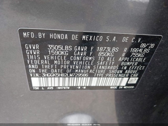 Honda FIT EX 2020 3HGGK5H82LM729586 Image 9