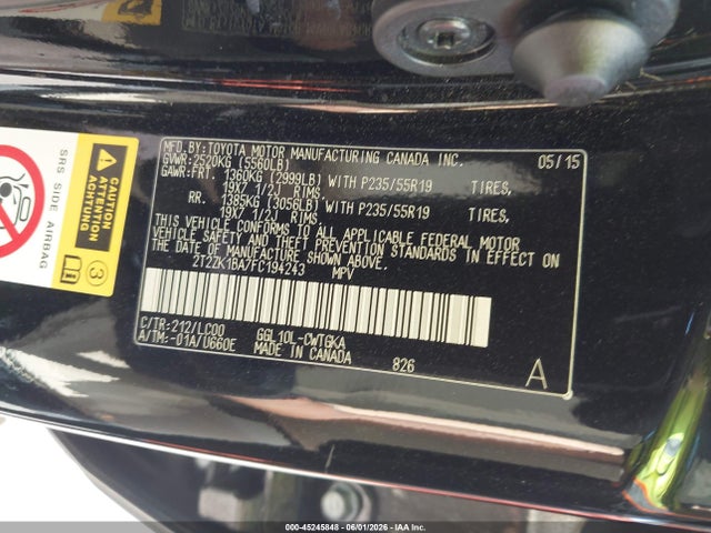 Продаж на аукціоні авто 2015 Lexus Rx 350, vin: 2T2ZK1BA7FC194243, номер лоту: 45245848
