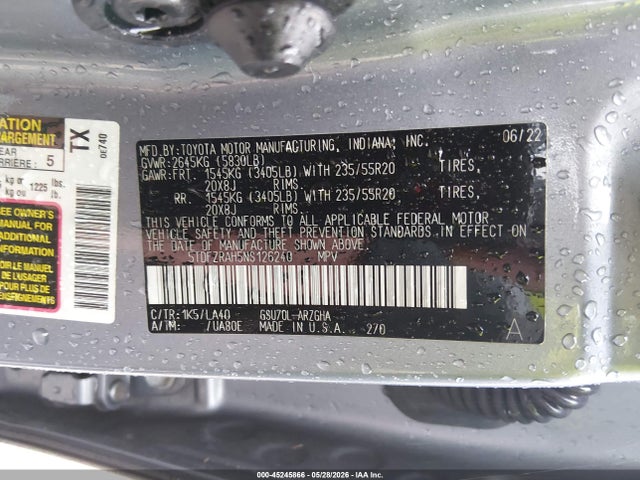 Toyota Highlander Platinum 2022 5TDFZRAH5NS126240 Image 9