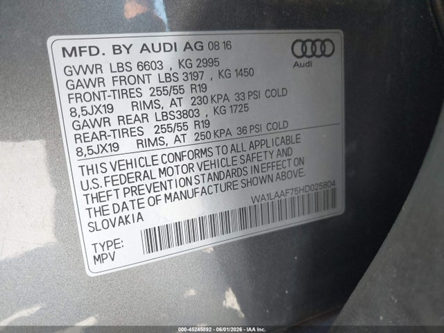 Audi Q7 3.0t Premium 2017 WA1LAAF75HD025804 Image 9