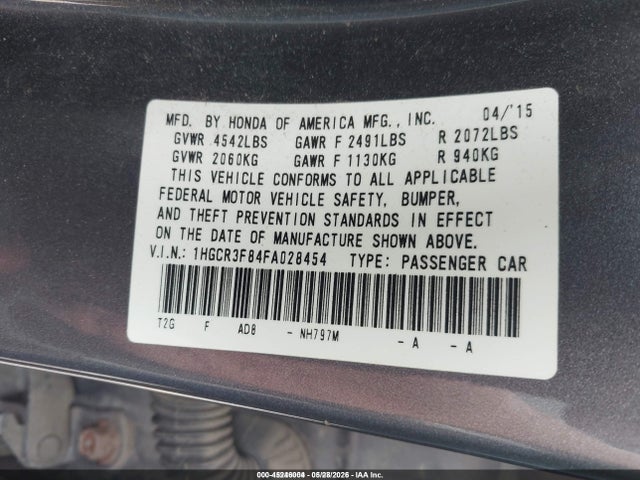 Honda Accord Ex-l V-6 2015 1HGCR3F84FA028454 Image 9