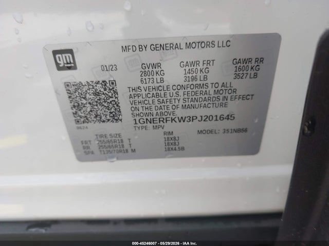 Aukcja sprzedaży 2023 Chevrolet Traverse Fwd Ls, vin: 1GNERFKW3PJ201645, numer aukcji: 45246007