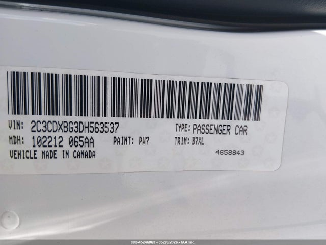 2013 Dodge Charger Se მანქანა იყიდება აუქციონზე, vin: 2C3CDXBG3DH563537, აუქციონის ნომერი: 45246063