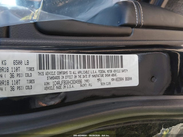 1C4RJFBG8HC834996 Jeep Grand Cherokee Limited 4x4