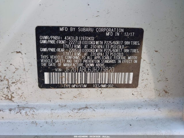 Aukcja sprzedaży 2018 Subaru Crosstrek 2.0i Premium, vin: JF2GTABC6JH279820, numer aukcji: 45246096