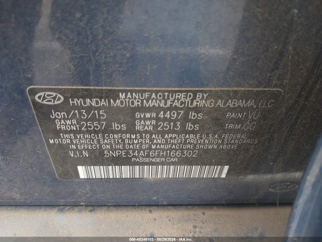 5NPE34AF6FH166302 Hyundai Sonata Limited