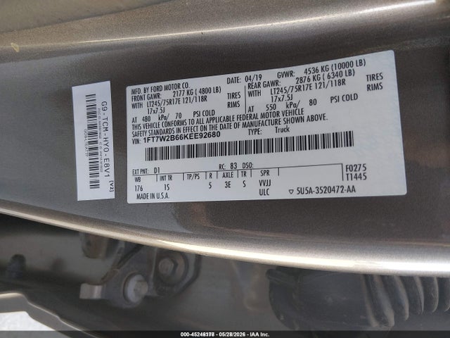 Ford F-250 Xl 2019 1FT7W2B66KEE92680 Image 9