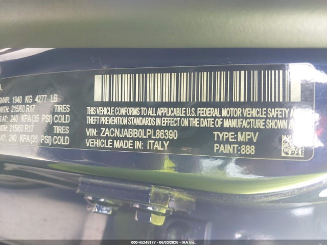 ZACNJABB0LPL86390 Jeep Renegade Altitude Fwd