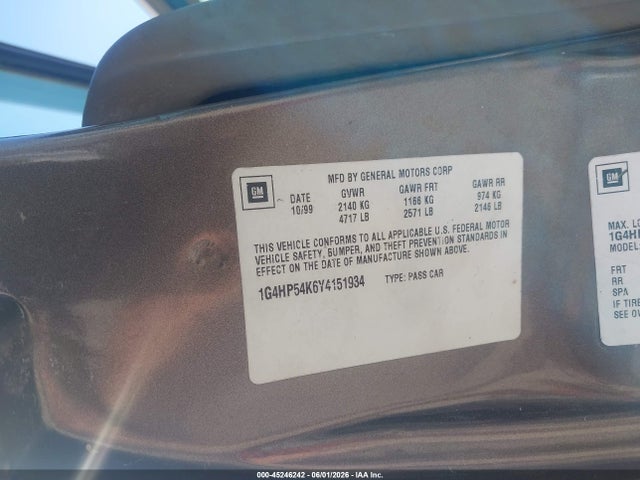 2000 Buick Lesabre Custom მანქანა იყიდება აუქციონზე, vin: 1G4HP54K6Y4151934, აუქციონის ნომერი: 45246242