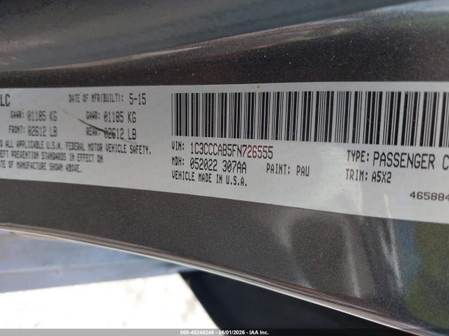 Продаж на аукціоні авто 2015 Chrysler 200 Limited, vin: 1C3CCCAB5FN726555, номер лоту: 45246248
