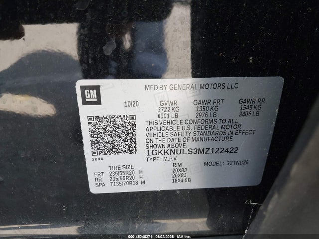Aukcja sprzedaży 2021 Gmc Acadia Awd Slt, vin: 1GKKNULS3MZ122422, numer aukcji: 45246271