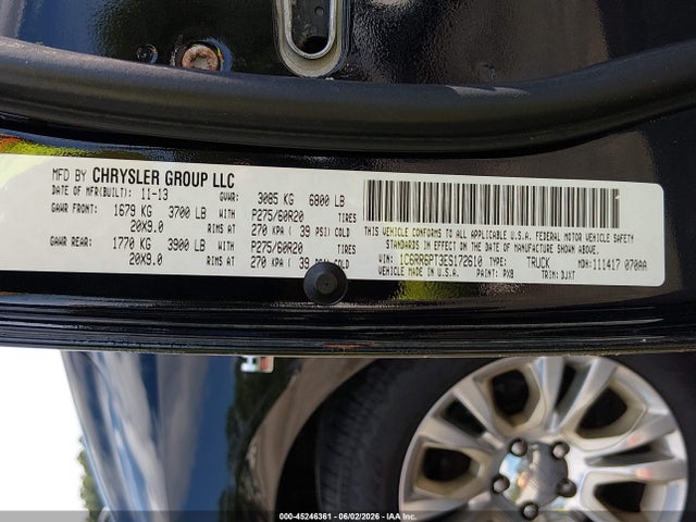 Продаж на аукціоні авто 2014 Ram 1500 Longhorn, vin: 1C6RR6PT3ES172610, номер лоту: 45246361