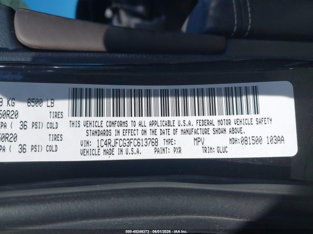 Продажа на аукционе авто 2015 Jeep Grand Cherokee Overland, vin: 1C4RJFCG3FC613768, номер лота: 45246373